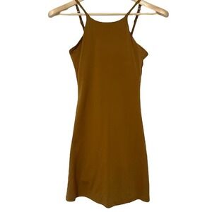 Girlfriend Collective‎ Thin Strap Khaki Green Bra Shorts Athletic Tennis Dress S